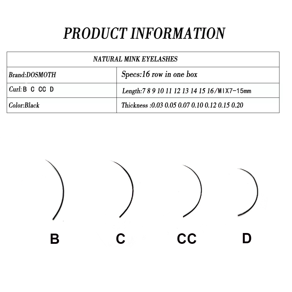 DOSMOTH 10 boxes 16rows 7-16mm - Eyelash Extension Human Hair 评论和价格